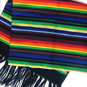 Vintage rainbow stripe wool blend scarf